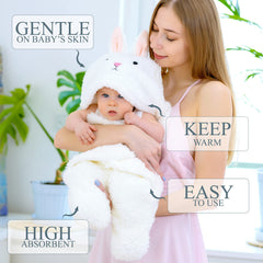 BYDOOO BD swaddle blanket bunny hood detail provides cozy warmth while keeping ears protected.
