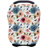 ByeBye Calorie car seat cover provides full coverage for discreet, sun-protected baby outings.
