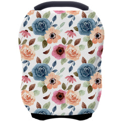 ByeBye Calorie car seat cover provides full coverage for discreet, sun-protected baby outings.