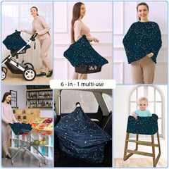 ByeBye Calorie multi-use cover used as nursing shield and carseat canopy.