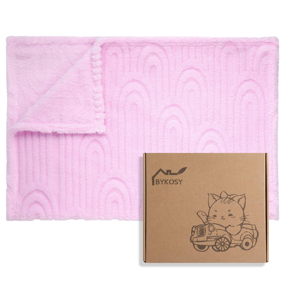 BYKOSY Rainbow blanket 30x40 folded for crib-ready coziness.