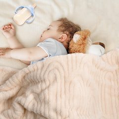 BYKOSY blanket stack beside plush toys for cozy playtime moments