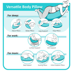 BYRIVER pregnancy pillow ergonomic setup demonstrates comfortable support for back and belly alignment.