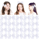 Cabaubl white 4-inch hair bows pack adds polished style to daily outfits