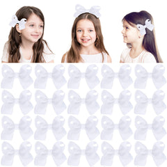 Cabaubl white 4-inch hair bows pack adds polished style to daily outfits
