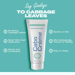 Cabocreme cabbage leaf extract ingredient visual emphasizing natural breast comfort.