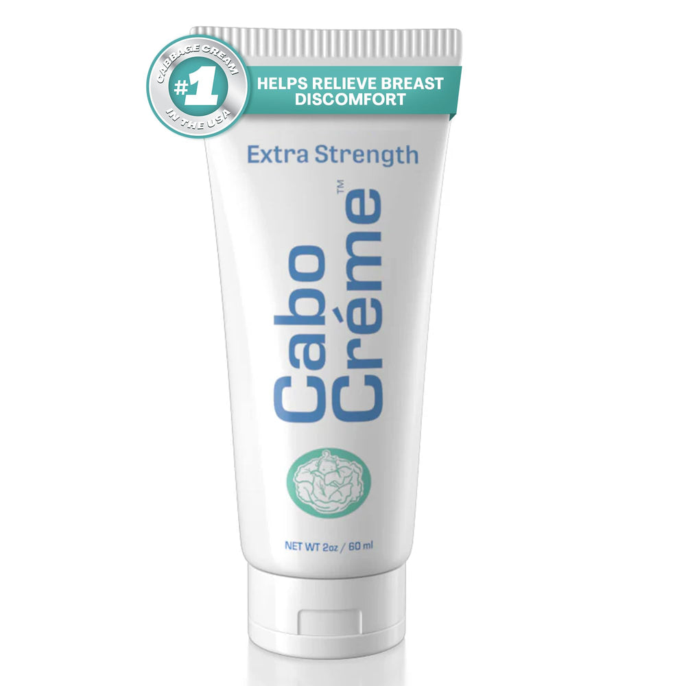 Cabocreme extra-strength 2oz tube shown for targeted engorgement relief and comfort.