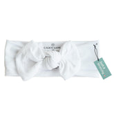 Caden Lane lace white headwrap with knotted bow for newborn photos