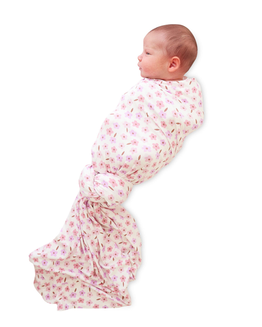 Caden Lane Blushing Blooms swaddle closeup shows ultra-soft bamboo viscose for delicate skin comfort.