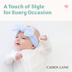 Caden Lane headwrap soft bamboo viscose keeps baby cozy and skin-friendly.