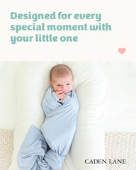 Caden Lane swaddle temperature-regulating fabric helps regulate baby comfort in any season