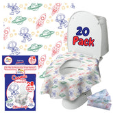 Cadily Astronaut seat-cover packaging shows a travel-ready 20-pack for busy families.