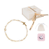 Cafzed baby baptism bracelet cross close-up, showing solid cross for a timeless christening keepsake