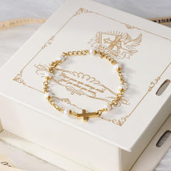 Cafzed baby baptism bracelet pearl detail highlighting natural luster for precious memories