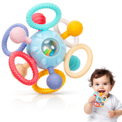 CAHILON baby teether sky-blue with one-piece design for safe chewing and long-lasting use