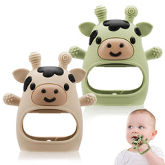 CAHILON cow-shaped teether with four textures for soothing teething discomfort