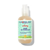 California Baby Calming Hair Detangler Spray bottle showing knot-free detangling and shine.
