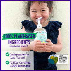 California Baby Calming Shampoo ingredients list shows 100% plant-based ingredients and clean formulation.
