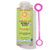 California Baby eucalyptus bubble bath bottle highlights plant-based bubbles for sensitive skin