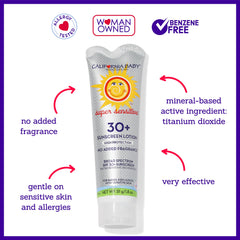 California Baby mineral sunscreen with non-nano titanium dioxide provides UV defense.