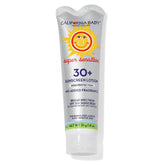 California Baby Super Sensitive SPF30+ bottle for face and body, mineral-based protection.