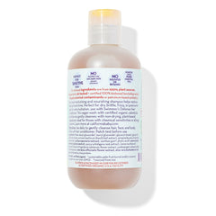 California Baby Swimmer's Defense label-closeup highlights plant-based, gentle cleansing.