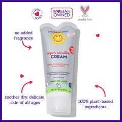 Application of California Baby unscented cream on hands demonstrates versatile baby and adult use