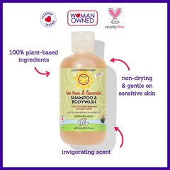 California Baby Tea Tree & Lavender ingredients highlight 100% plant-based formula.