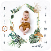 Calloo baby monthly milestone blanket tropical full setup perfect for memorable growth photos.