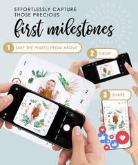 Calloo milestone blanket with props enables adorable social-ready storytelling.