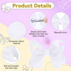 Calluace white hair bows with alligator clip close-up shows secure non-slip grip