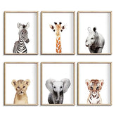 CalmArt Jungle Nursery Wall Art prints set featuring safari animals for baby's room and imaginative play