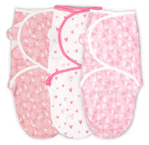 Cambria Baby Hearts and Flowers swaddle closeup showing soft organic cotton for soothing sleep