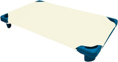 Camp County Beyond ivory fitted cot sheet showing reinforced elastic loops for secure nap-time fit