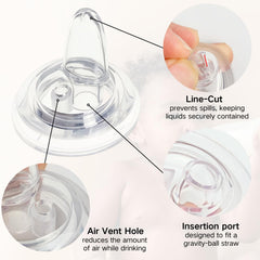 CAMTOVGCA sippy spout nipples with leak-proof design reduce spills during meals.