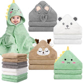 CandyHome hooded towel dinosaur keeps baby warm after bath.