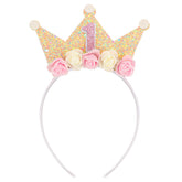 Canitor first birthday crown front view with glittery felt for photo shine