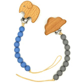 Canjolie wood paci clip closeup beads showcases tactile textures for early sensory exploration.