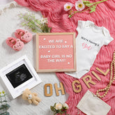 Canlierr pregnancy announcement set board and bodysuit showcased for DIY reveal ideas