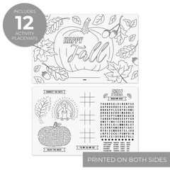Canopy Street placemats back design showing connect-the-dots and word hunt activities