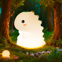 Canvage Dinosaur Night Light main view β safe, soft silicone glow for kids' rooms.