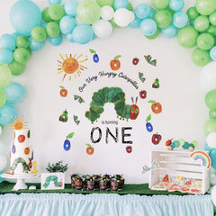 Capiont Caterpillar one green decal on wall for a party-ready first birthday