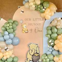 Capiont Our Little Hunny decal with bear and honey pot ideal photo backdrop for party photos