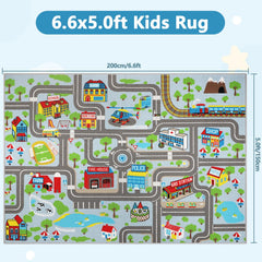 Capslpad Kids Rug city-buildings map aids vocabulary while role-playing city scenes