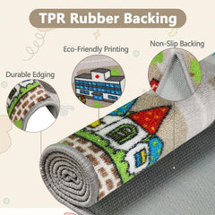 Capslpad Kids Rug gas station area invites busy-road adventures and problem-solving play
