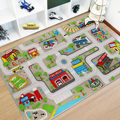 Capslpad Kids Rug road-traffic pattern enables imaginative car play and spatial awareness