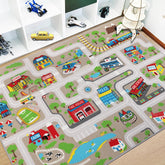 Capslpad Kids Rug traffic-road-large provides a safe, spacious play area for car toy routes.