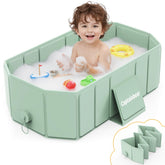 Captainbear baby bathtub folded compact for easy storage and travel.