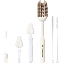 CAREBABYMORE 5-in-1 bottle brush kit assembled for thorough bottle cleaning and multi-piece versatility.