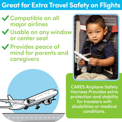 CARES harness attached to the back of a seat provides secure restraint during turbulence